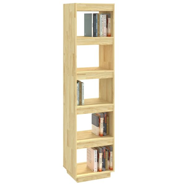 vidaXL Book Cabinet Natural Pine Solid Pinewood 15.7 x 13.8 x 65.7 in