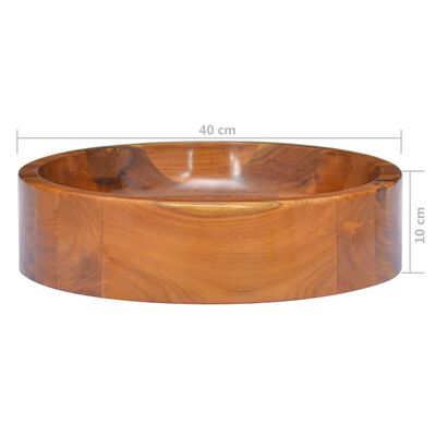 vidaXL Basin Solid Wood Teak Φ15.7"x3.9"