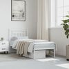 vidaXL Bed Frame White Powder-Coated Steel Small Single Bed Frame