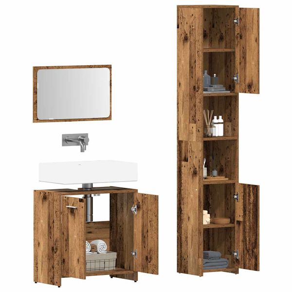 vidaXL Bathroom Furniture Set Old wood Engineered wood Medium