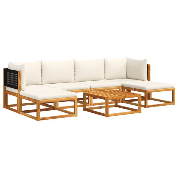 vidaXL Garden Sofa Set Black, Cream white