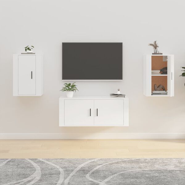 vidaXL Wall Mounted TV Cabinet Set of 2 White Engineered wood Medium