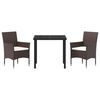 vidaXL Garden Dining Set with Cushion 3 pcs Brown Poly Rattan
