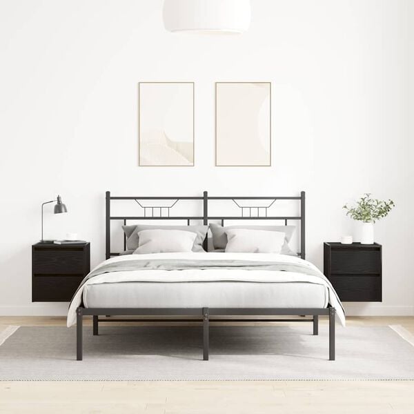 vidaXL Wall-mounted Bedside Cabinet Set of 2 Black Oak Engineered wood