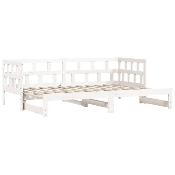 vidaXL Daybed With Trundles White Solid pine wood 31.5 x 79 in