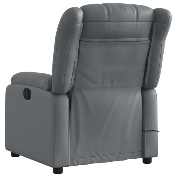 vidaXL Massage Recliner Chair Grey Faux leather, metal, plywood Single