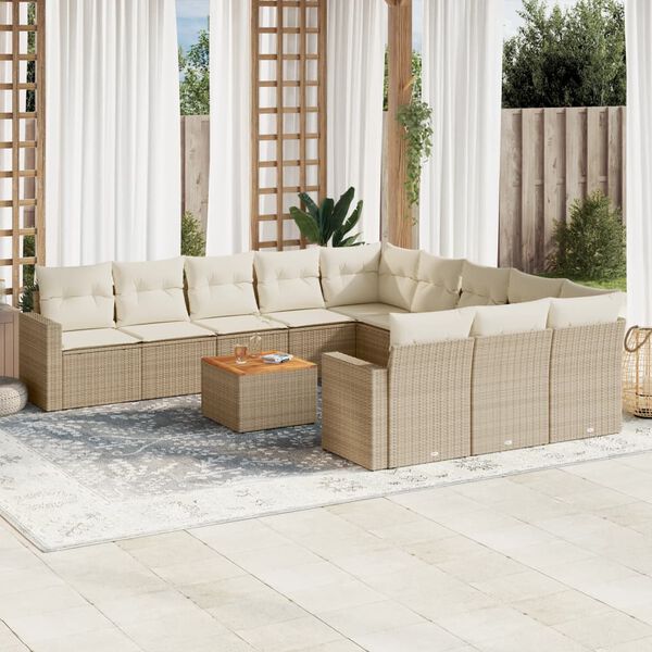 vidaXL Garden Sofa Set Beige PE Rattan Large Modular Garden Sofa Set