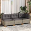 vidaXL Garden Sofa Set of 3 Grey PE Rattan 3-Seater Modular
