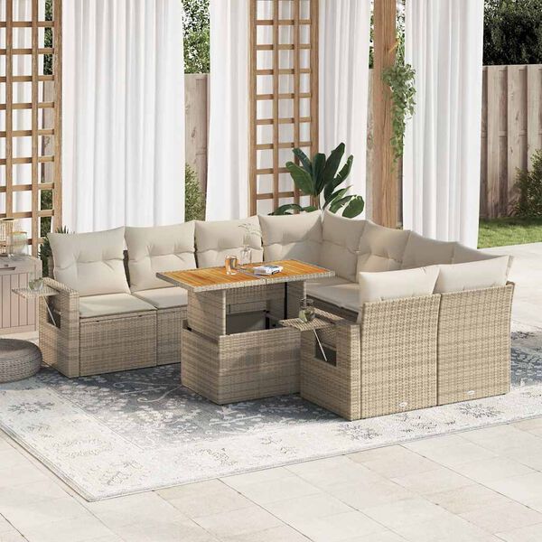 vidaXL Garden Sofa Set Beige, Cream white