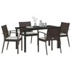 vidaXL Garden Dining Set 5 pcs Brown and Black PE Rattan