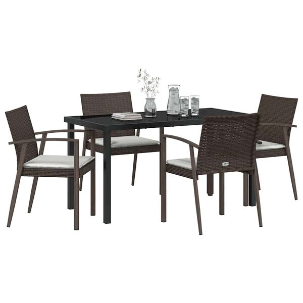 vidaXL Garden Dining Set 5 pcs Brown and Black PE Rattan