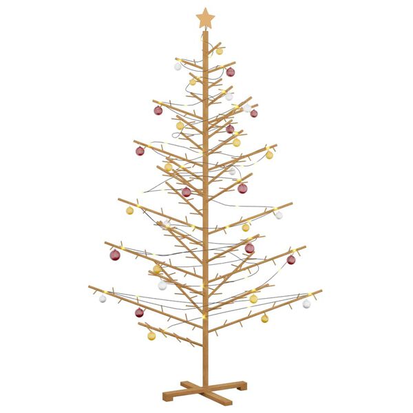 vidaXL Wooden Christmas Tree with Stand Brown 82.68 in Solid pine wood