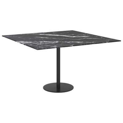 vidaXL Table Top Black 27.6"x27.6" 0.2" Tempered Glass with Marble Design