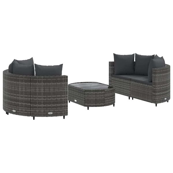 vidaXL Patio Sofa Set Set of 5 Gray