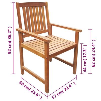 vidaXL Patio Chairs 2 pcs Solid Acacia Wood Brown
