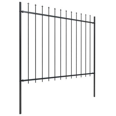 vidaXL Garden Fence with Spear Top Steel 334.6"x59.1" Black