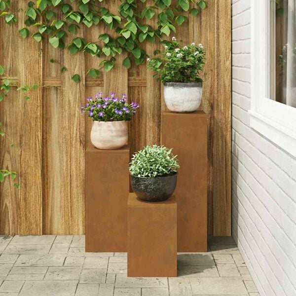 vidaXL Plant Stand 3 pcs Rusty Weathering steel