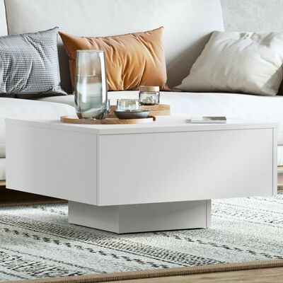 vidaXL Coffee Table White 23.6"x23.6"x12.4" Engineered Wood