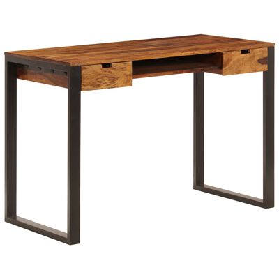 vidaXL Desk 43.3"x21.7"x30.7" Solid Sheesham Wood and Steel