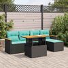 vidaXL 6 Piece Patio Sofa Set with Cushions Black Poly Rattan