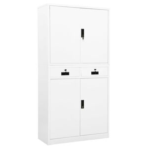 vidaXL Office Cabinet White Steel Height-Adjustable Shelves
