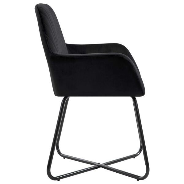 vidaXL Dining Chair Set of 6 Black Velvet and powder-coated steel