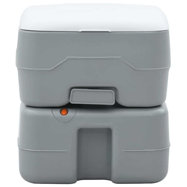 vidaXL Camping Toilet Manual Grey and White 16.34 x 14.37 x 14.76 in