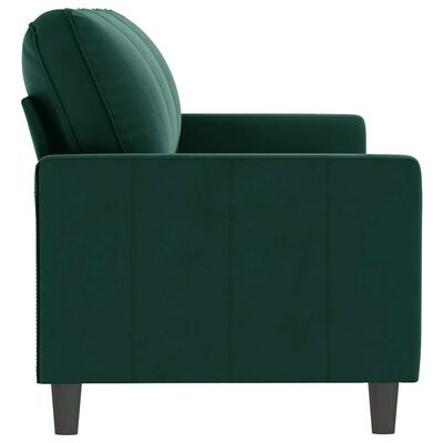 Right side view of a dark green armrest-style sofa showing one armrest and back cushion.
