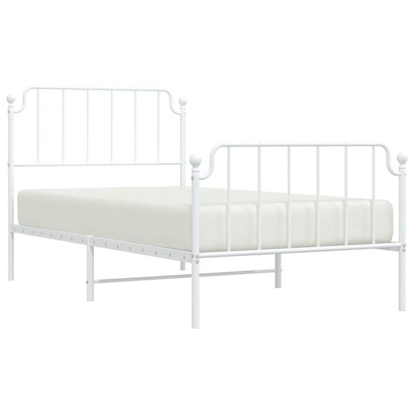 vidaXL Bed Frame White Steel Single Classic/Traditional Style Durable