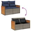 vidaXL 6 Piece Patio Sofa Set with Cushions Gray Poly Rattan Acacia