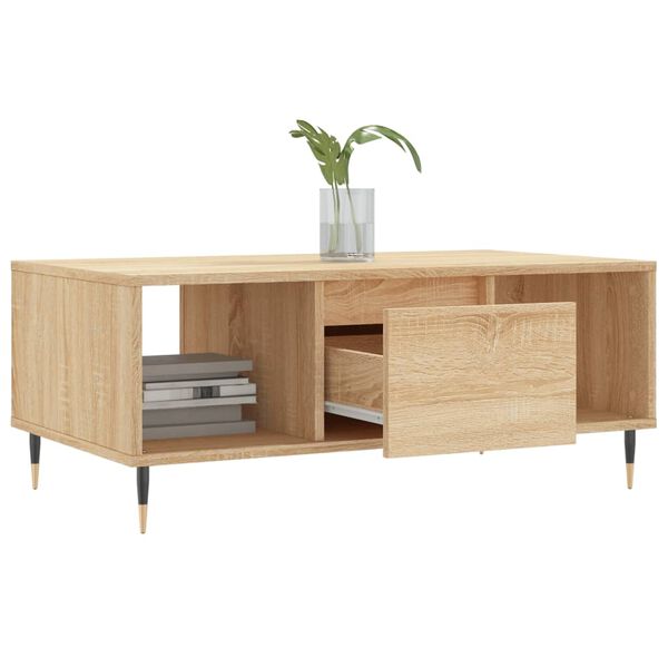 vidaXL Coffee Table Sonoma Oak Engineered Wood, Metal Medium