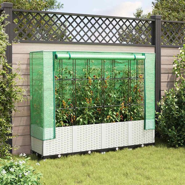 vidaXL Raised Bed White Polypropylene 63.0 x 15.7 x 54.3 in