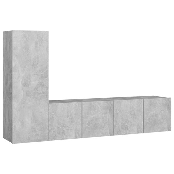 vidaXL TV Cabinet Set Set of 3 Concrete Grey Engineered Wood Small