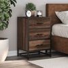 vidaXL Bedside Cabinet Brown Oak Engineered Wood and Metal Medium