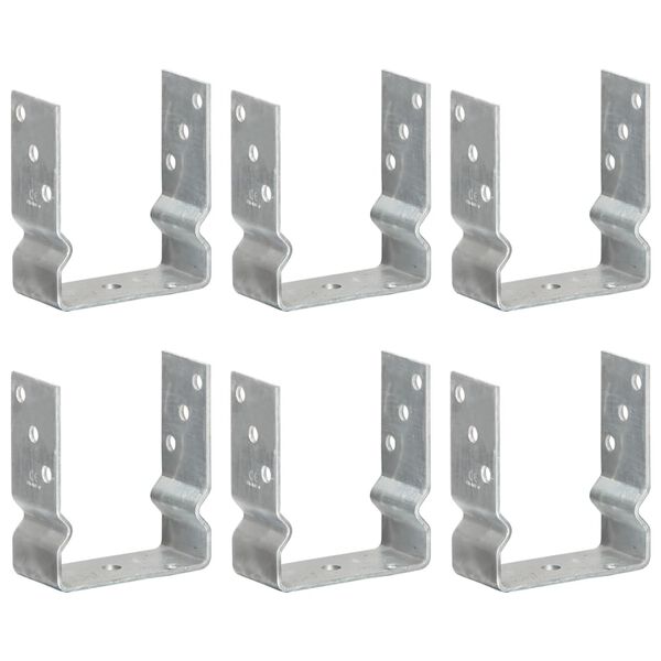 vidaXL Fence Anchors 6 pcs Silver 4.7x2.4x5.9" Galvanised Steel