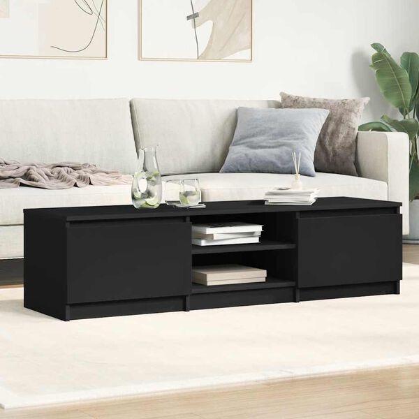 vidaXL TV Cabinet Black Engineered Wood Medium TV Cabinet Rectangular