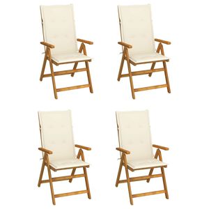 vidaXL Garden Chair Set of 4 Brown Solid Acacia wood Standard Foldable