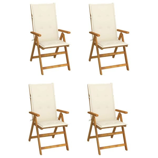 vidaXL Garden Chair Set of 4 Brown Solid Acacia wood Standard Foldable