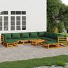 vidaXL Garden Lounge Set Green Solid Acacia Wood, Fabric (100% polyester)