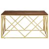 vidaXL Coffee Table Gold, Wood Stainless Steel, Solid Sleeper Wood 39.4 in