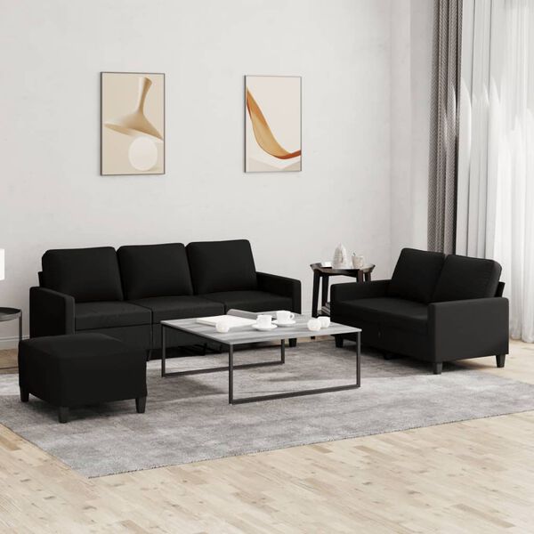 vidaXL Sofa Set Black Fabric (100% polyester), metal, textilene, plywood