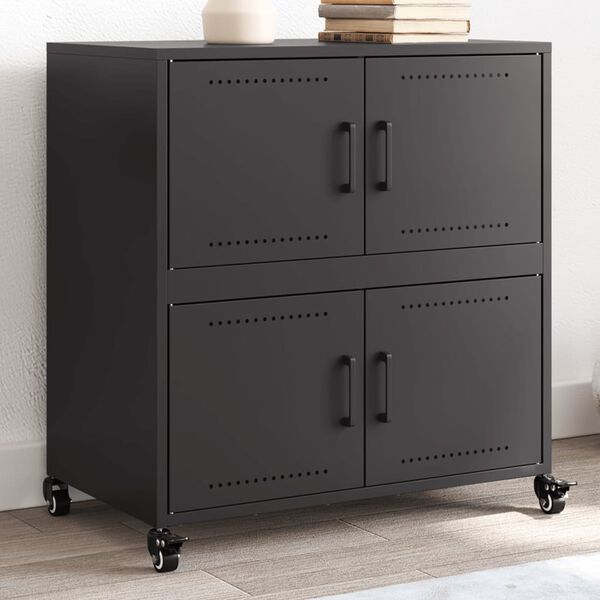 vidaXL Sideboard Black Cold-rolled steel Medium Sideboard Rectangular