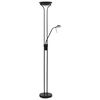 vidaXL Floor Lamp Black Steel Tall Adjustable Armrests Floor Lamp