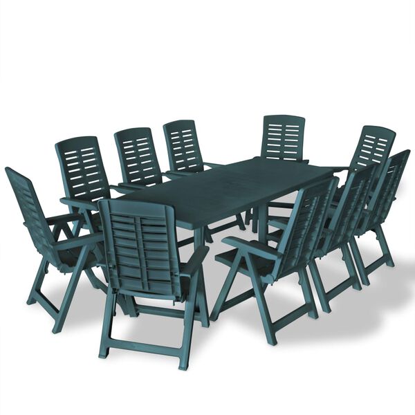 vidaXL Dining Set Green Plastic Large Foldable Dining Set
