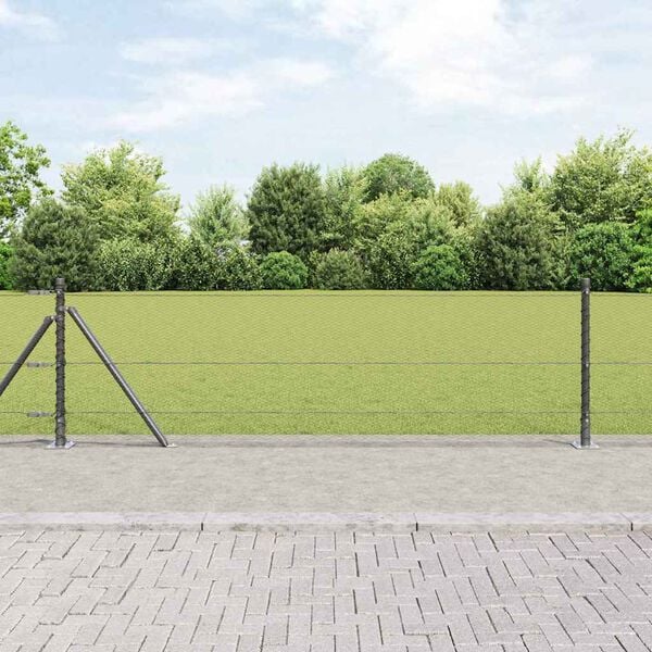 vidaXL Fence Post Grey 82.02 x 1.64 ft (0.51 in mesh) Steel