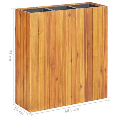 vidaXL Garden Raised Bed with 3 Pots Solid Acacia Wood