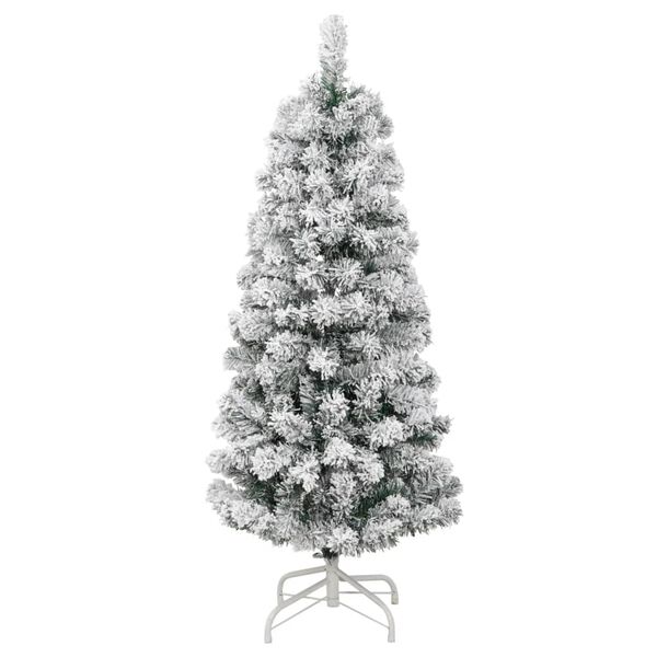 vidaXL Artificial Hinged Christmas Tree Green and white PVC, iron Medium