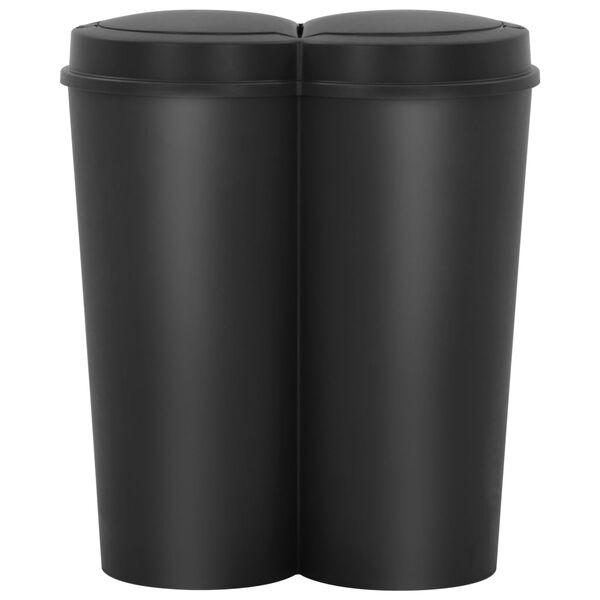 vidaXL Duo Bin Trash Can Black 13.2 gal