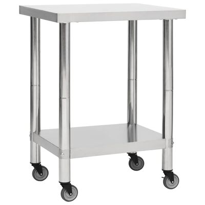 vidaXL Kitchen Work Table with Wheels 31.5"x11.8"x33.5" Stainless Steel