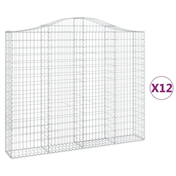 vidaXL Arched Gabion Baskets 12 pcs 78.7x11.8x160/180" Galvanised Iron